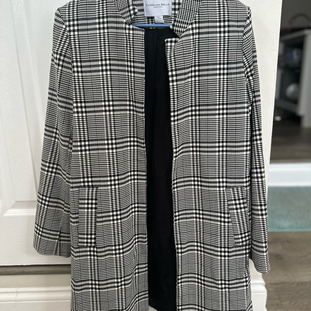 Black And White Checkered Long Coat
